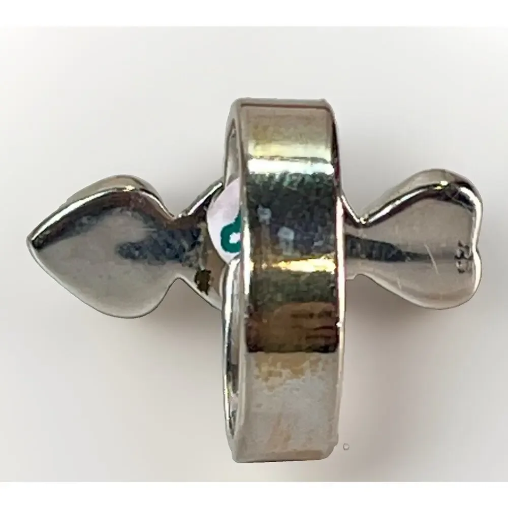 White Buffalo Turquoise Sterling Silver Stacked Hearts Adjustable Ring Southwest